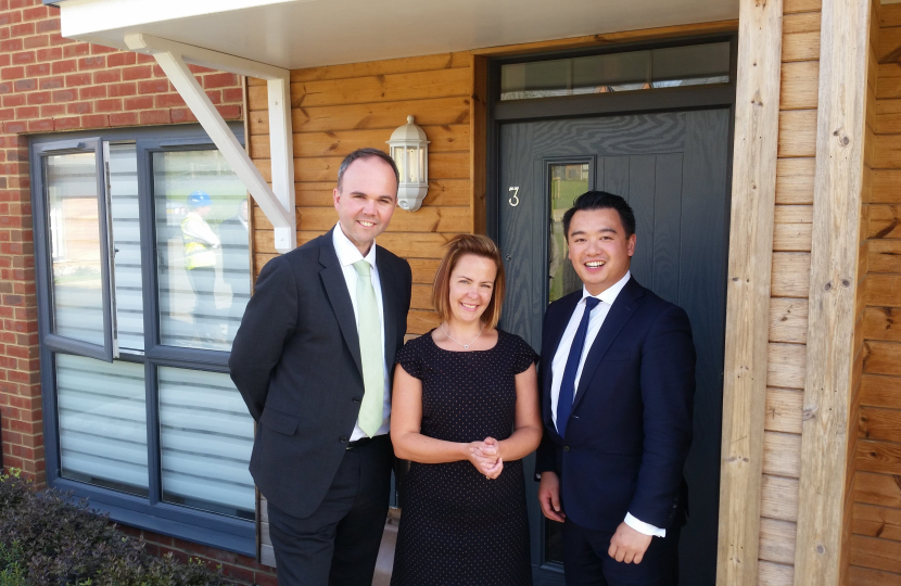 Alan Mak MP with Housing Minister Gavin Barwell MP and new Bedhampton resident Jodie Reddin