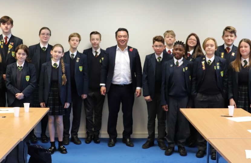 - Local MP Alan Mak met students at the Crookhorn College to discuss all things Parliament and Politics during this year’s Parliament Week