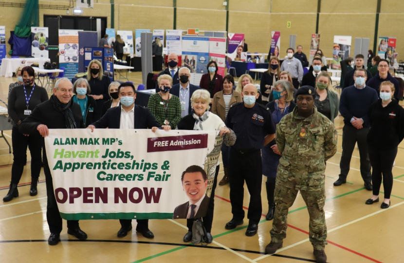 Local MP Alan Mak hosts the 2021 Havant Constituency Jobs, Careers and Apprenticeships Fair on 3 December 2021