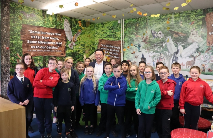 Local MP Alan Mak met children from the Ladybirds class at Mill Hill Primary School in Purbrook