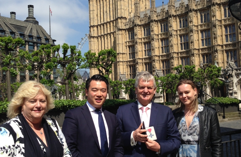 Local MP Alan Mak welcomes Paris to Hayling Cycle Ride founder Peter McQuade MBE to Parliament