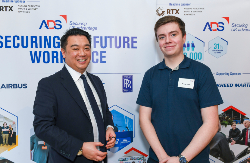 Local MP Alan Mak meets Havant Constituency apprentice during National Apprenticeship Week