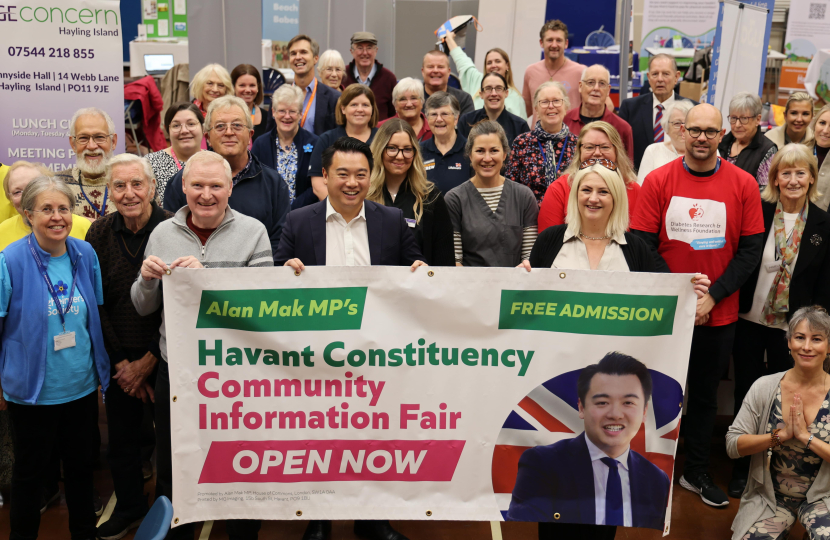 Local MP Alan Mak hosts successful 9th annual Havant Constituency Community Information Fair at Hayling Island Community Centre