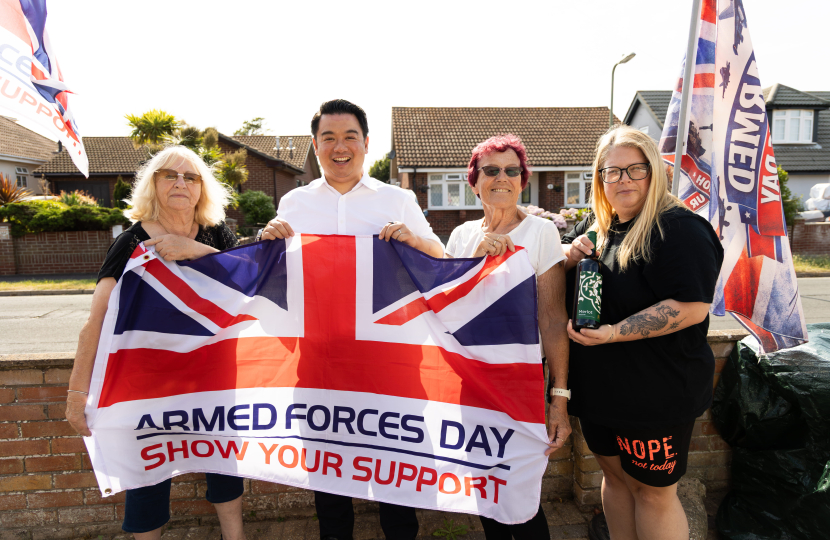 Local MP Alan Mak shows his support for Hayling Island Armed Forces Day street party