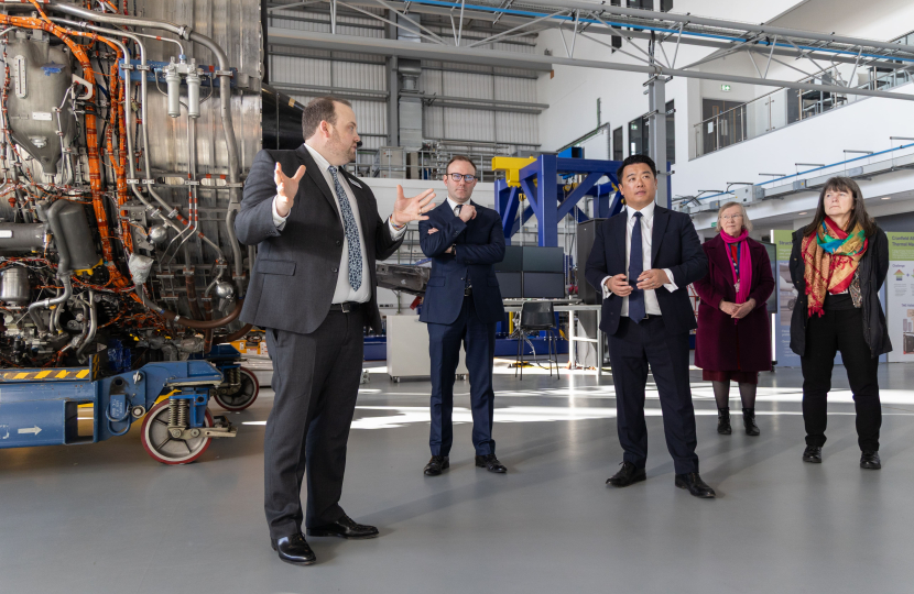 Local MP Alan Mak visits Cranfield University to see cutting edge of aviation technology and robotics development