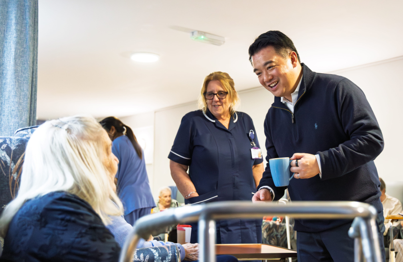 Local MP Alan Mak visits Cross Way House Care Home in Havant to listen to residents