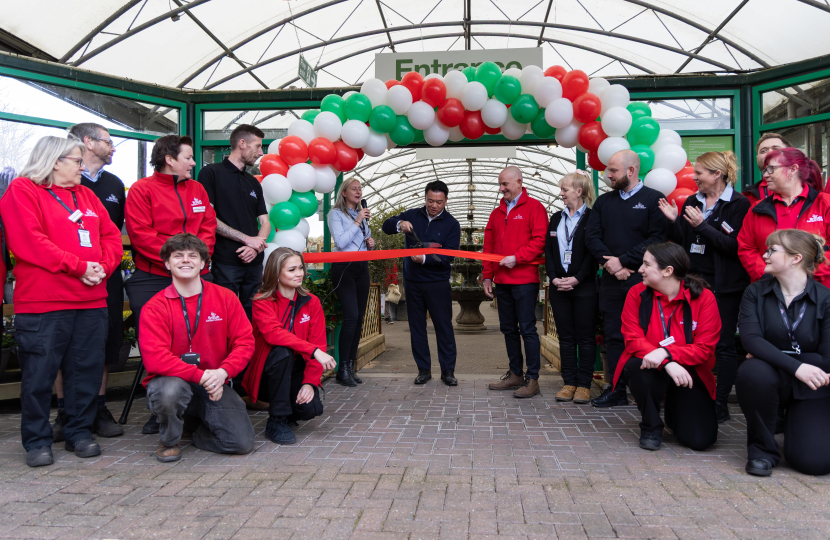Local MP Alan Mak cuts the ribbon to officially open Havant Garden Centre