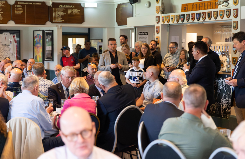 Local MP Alan Mak continues support for Havant Rugby Club at end-of-season President's Lunch