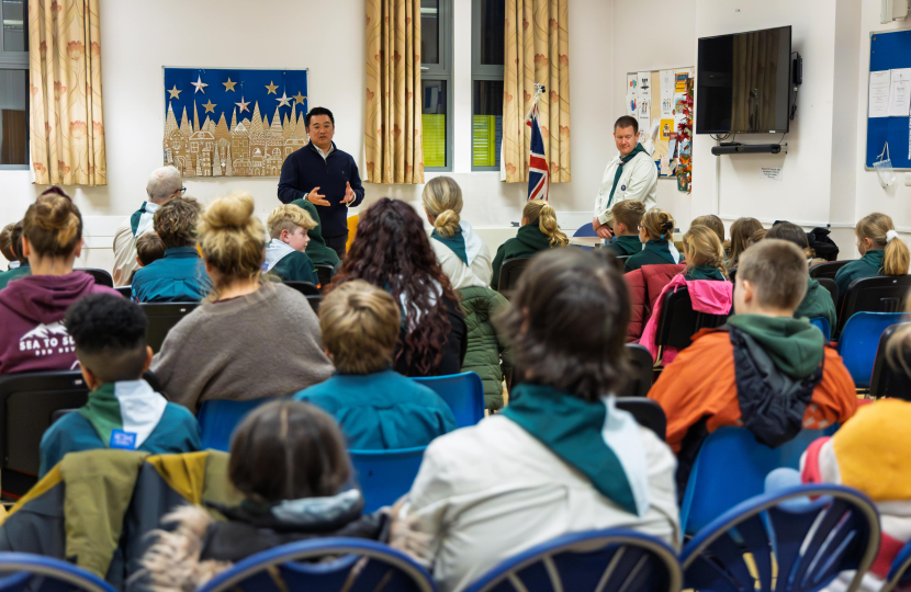 Local MP Alan Mak visits 1st Homewell Cub & Scout Group in Havant during UK Parliament Week 