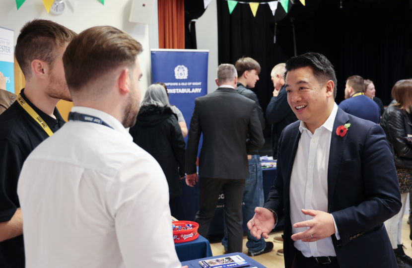 Local MP Alan Mak hosts successful 9th annual Havant Constituency Jobs, Apprenticeships and Careers Fair at Bedhampton Community Centre