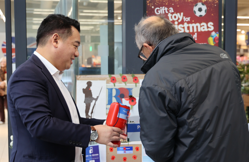 Local MP Alan Mak joins Royal British Legion volunteers to support Poppy Appeal across the Havant Constituency