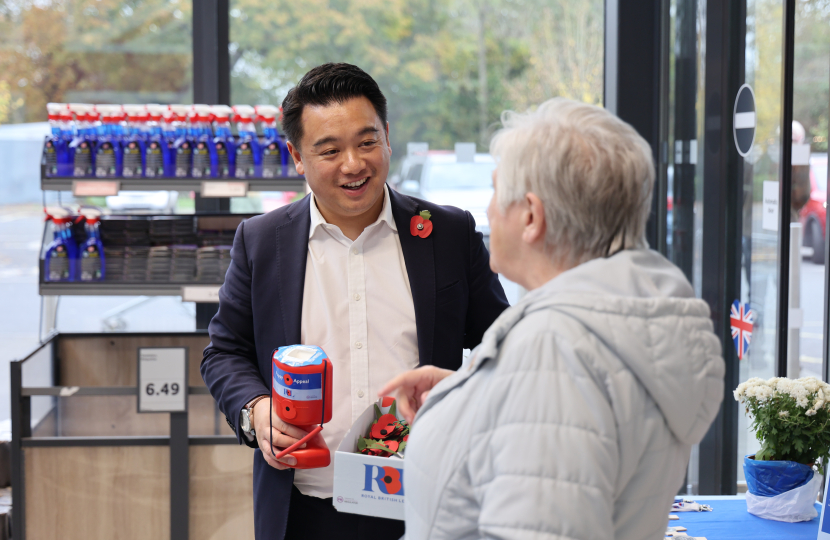 Local MP Alan Mak joins Royal British Legion volunteers to support Poppy Appeal across the Havant Constituency