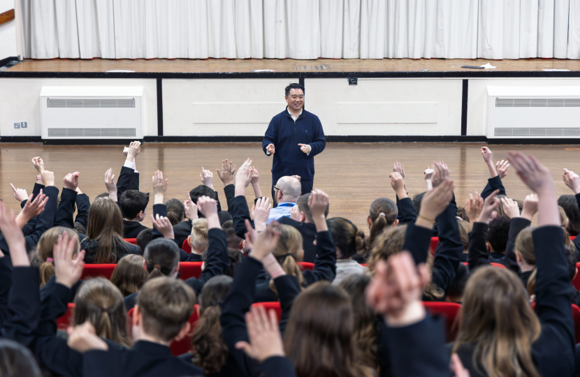 Local MP Alan Mak meets pupils at Purbrook Park School during National Careers Week