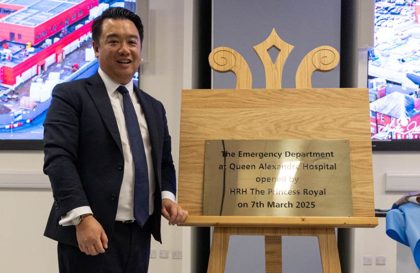 Local MP Alan Mak joins The Princess Royal for opening of new QA Hospital Emergency Department