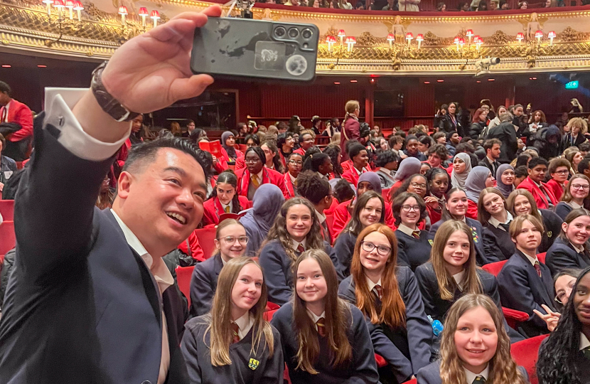 Local MP Alan Mak meets Crookhorn College students at special Royal Ballet performance