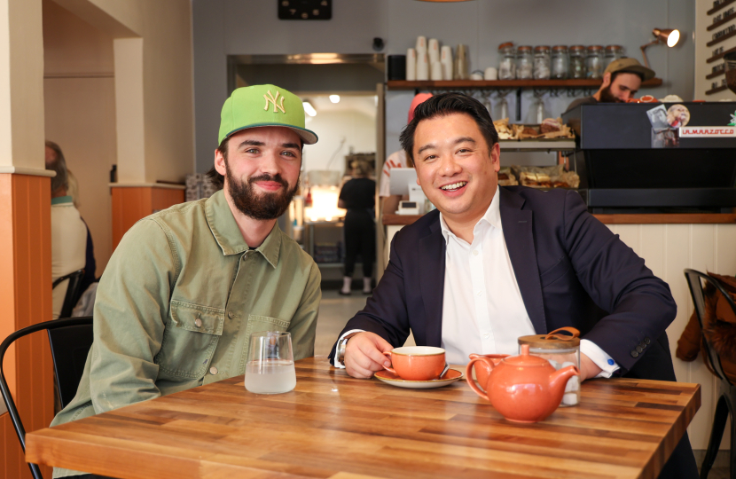 Local MP Alan Mak visits Havant coffee shop Ethos for Small Business Saturday and urges people to support independent traders 