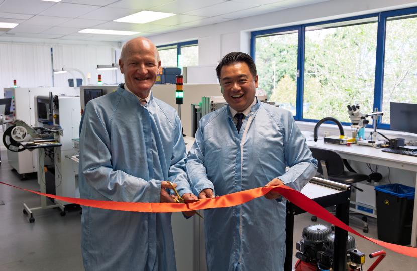 Local MP Alan Mak opens new assembly line at Havant space firm Spur Electron