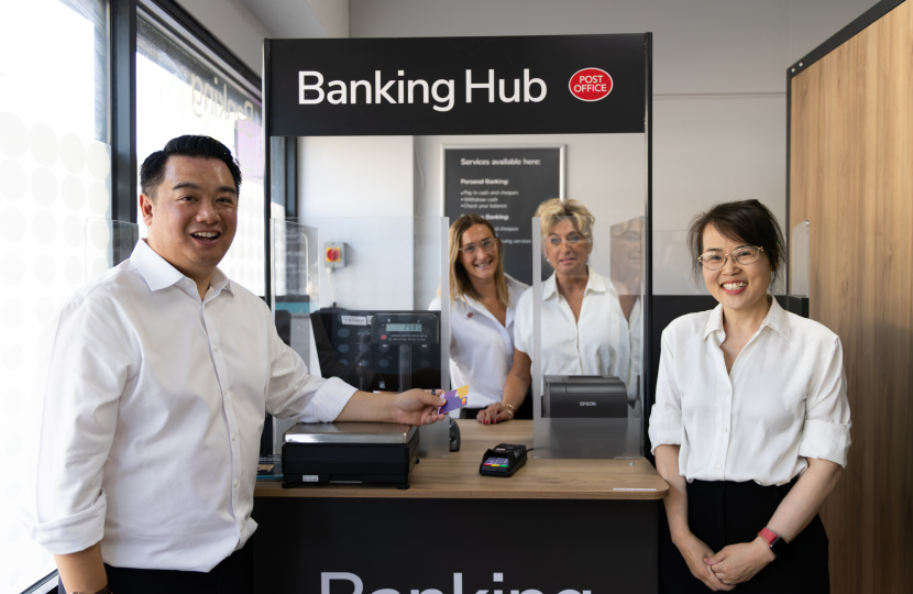 Local MP Alan Mak is first customer as new temporary Havant Banking Hub opens
