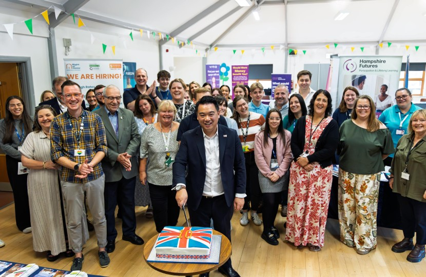 Havant MP Alan Mak and exhibitors at his 2025 Jobs, Apprenticeships and Careers Fair  