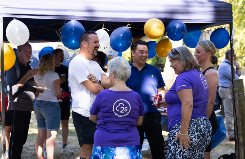 Alan Mak greeting finishers of the Havant Parkrun