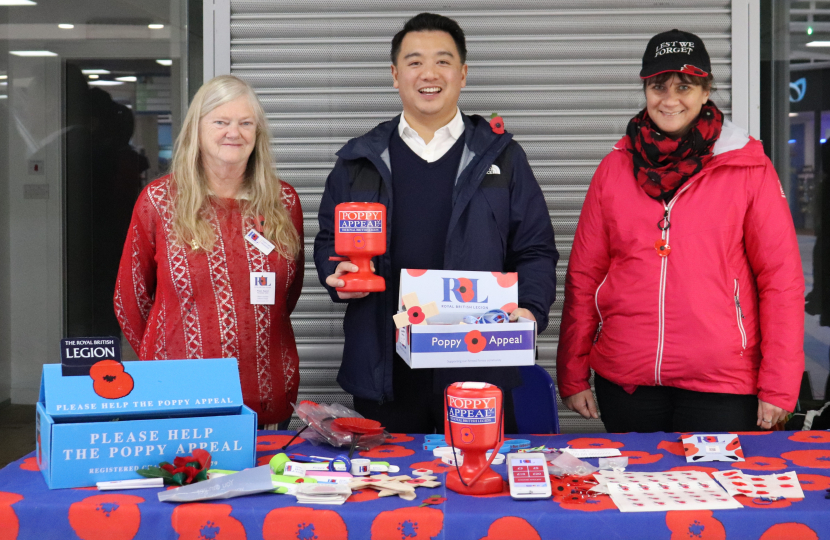 Local MP Alan Mak joins Royal British Legion volunteers in Havant and Hayling Island to raise funds for this year’s Poppy Appeal