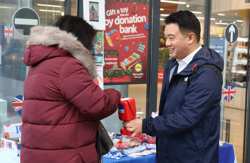 Local MP Alan Mak joins Royal British Legion volunteers in Havant and Hayling Island to raise funds for this year’s Poppy Appeal