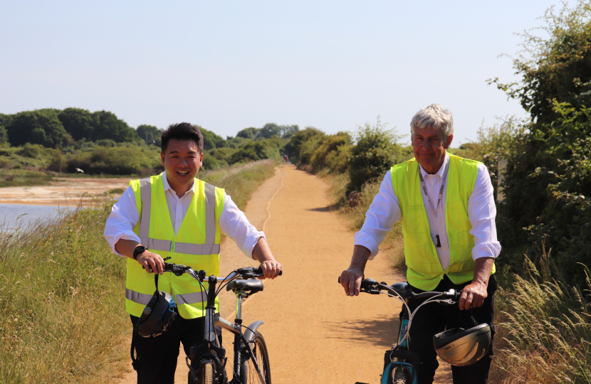 Local MP Alan Mak welcomes completion of work to upgrade surface on Hayling Billy Trail