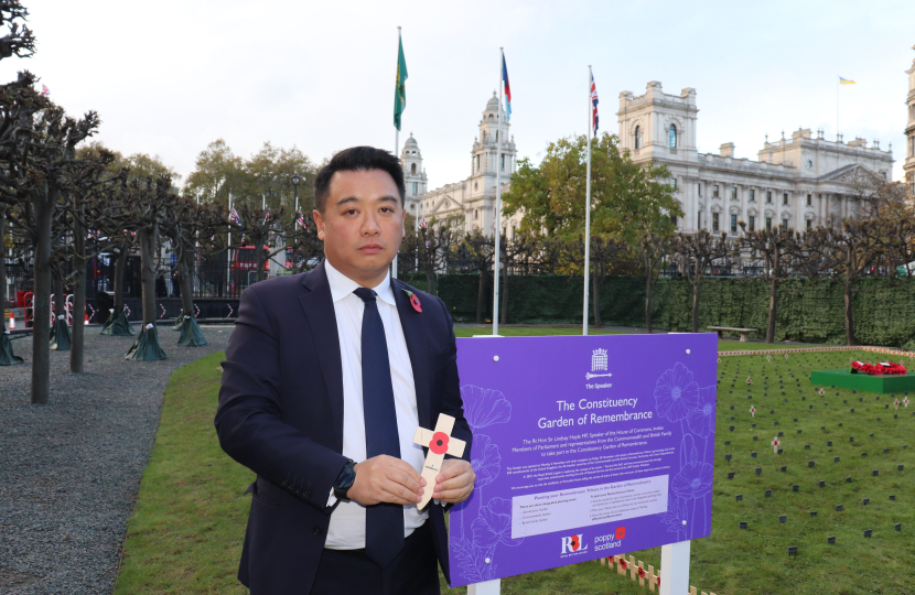Local MP Alan Mak honours Havant Constituency heroes at House of Commons Remembrance Garden