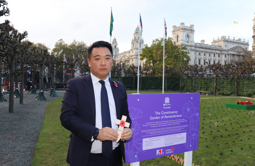 Local MP Alan Mak honours Havant Constituency heroes at House of Commons Remembrance Garden