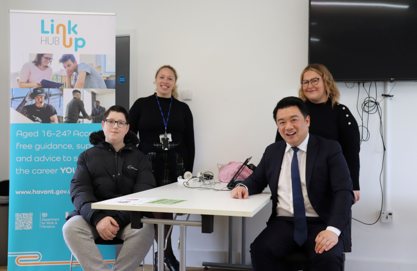 Local MP Alan Mak congratulates Link Up Leigh Park Youth Hub as they help 100 young people into work