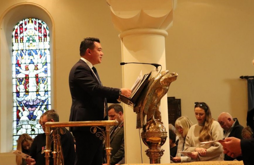 Local MP Alan Mak gives a reading at St James’ Church.