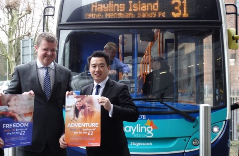 Local MP Alan Mak with local bus provider Stagecoach