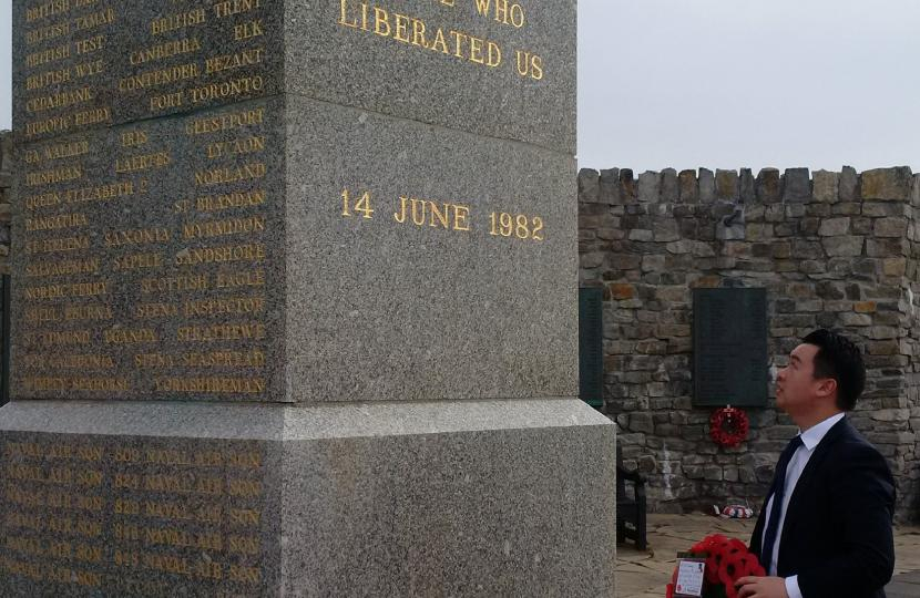 Local MP Alan Mak previously visited the Falkland Islands to honour British veterans. 