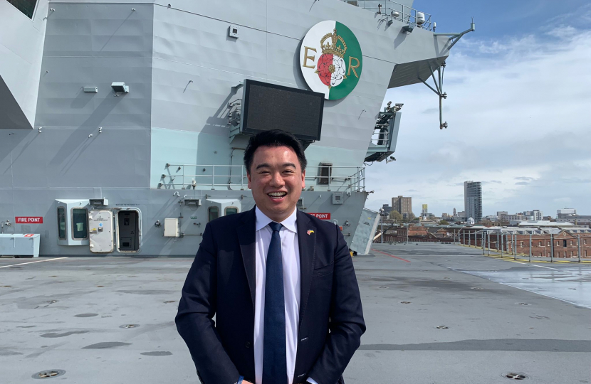 Local MP Alan Mak toured HMS Queen Elizabeth in Portsmouth to support the ship’s company and thanked personnel onboard who are residents of the Havant Constituency for their service.