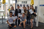 Alan Mak with some A-level students celebrating their results