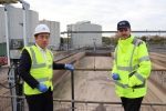 Alan Mak MP with Southern Water CEO Ian McAulay at Budds Farm in Havant. 