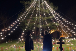 Local MP Alan Mak met John Blake beside the Tree of Light at St Peter's Church