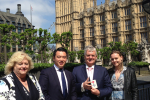 Local MP Alan Mak welcomes Paris to Hayling Cycle Ride founder Peter McQuade MBE to Parliament