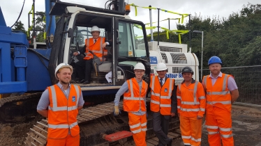 Alan Mak MP with Alistair Wright and the construction team from South West Trains launch construction at Havant station 