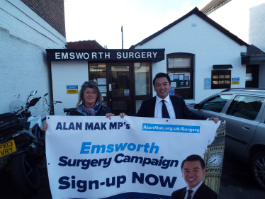 Picture 2: Alan Mak MP with Sue Treagust from the Emsworth Business Association 