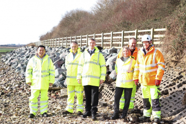 Local MP Alan Mak visited the Coastal Defence Scheme in Broadmarsh