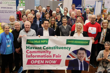 Local MP Alan Mak hosts successful 9th annual Havant Constituency Community Information Fair at Hayling Island Community Centre