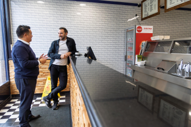 Local MP Alan Mak visits 1st Quay Fish & Chips in Widley for Small Business Saturday and urges people to support independent traders