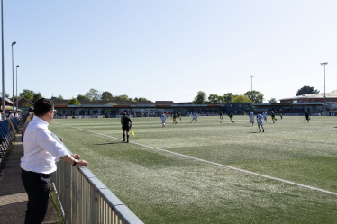 Local MP Alan Mak at Westleigh Park to watch Havant & Waterlooville FC's final game of season