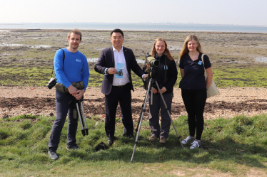 Local MP Alan Mak met with Anna Parry and rangers from Bird Aware Solent, who are working to conserve local bird populations