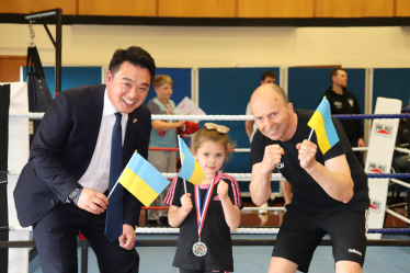 Local MP Alan Mak met boxers at the Heart of Hayling Boxing Academy