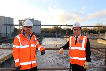 Local MP Alan Mak met new Southern Water CEO Lawrence Godsen at Budds Farm wastewater treatment works in Havant.
