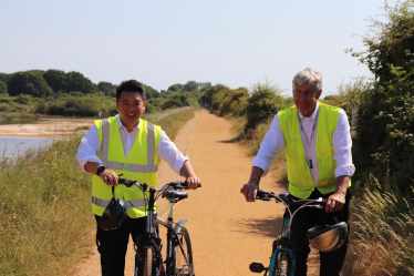 Local MP Alan Mak and Hampshire County Councillor Lance Quantrill on the Billy Trail ahead of scheduled works.