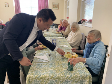 Local MP Alan Mak served roast dinner to local residents at the Age Concern Hayling Island Lunch Club