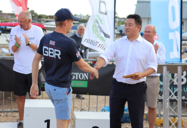 Local MP Alan Mak presents prizes at 2023 International Laser Class Association (ILCA) UK National Championships sailing regatta at Hayling Island Sailing Club